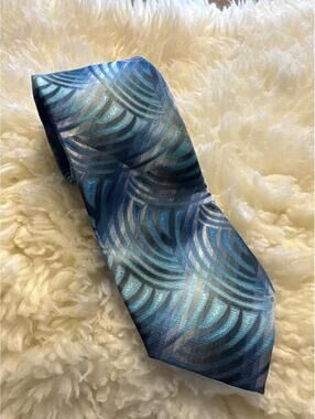Stacy Adams Blue Patterned Silk Tie Necktie Mens dress